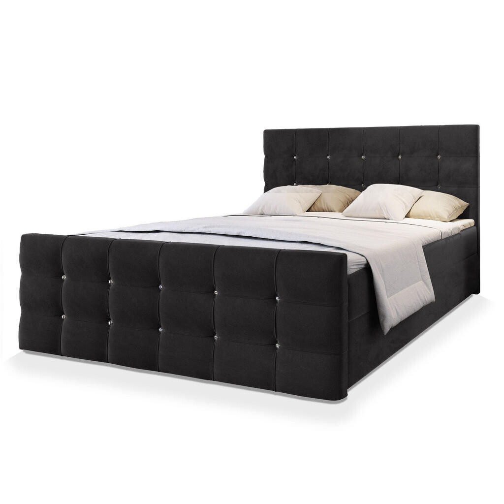 MASSENO AMERICKÁ POSTEL SLAT 180x200 cm, s matrací a úložným prostorem, černá