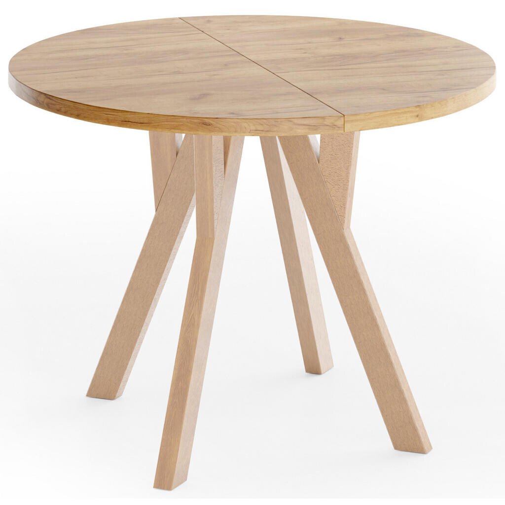 WFL GROUP ESSTISCH Avero runder ausziehbarer, Eiche Craft braun 90-190/90/77 cm