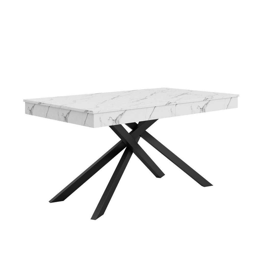 OKWISH ROZKLÁDACÍ jídelní stůl 140–180/80 cm bílý z MDF pro 6–8 osob