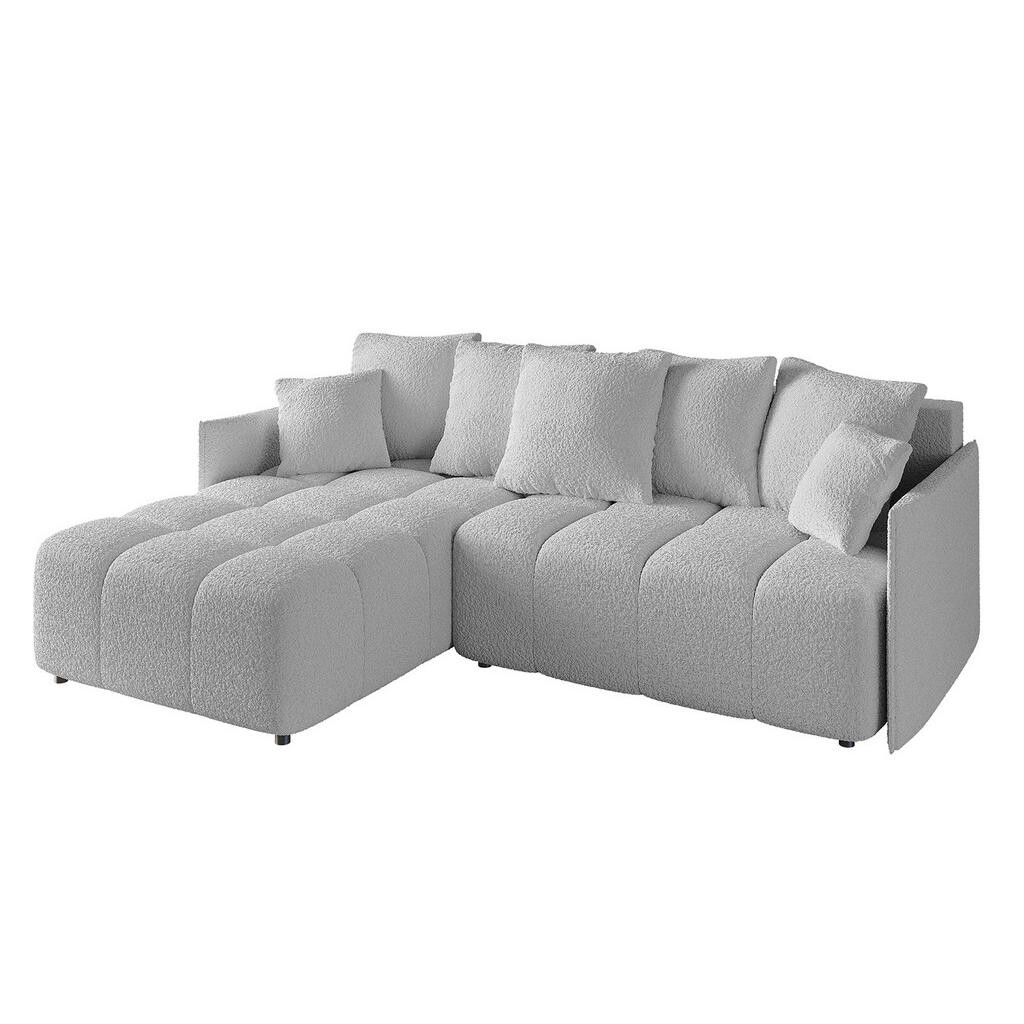 ALTDECOR ROHOVÁ SEDACÍ SOUPRAVA s otomanem vlevo LONLI-L 251x189x68 světle šedá buklé