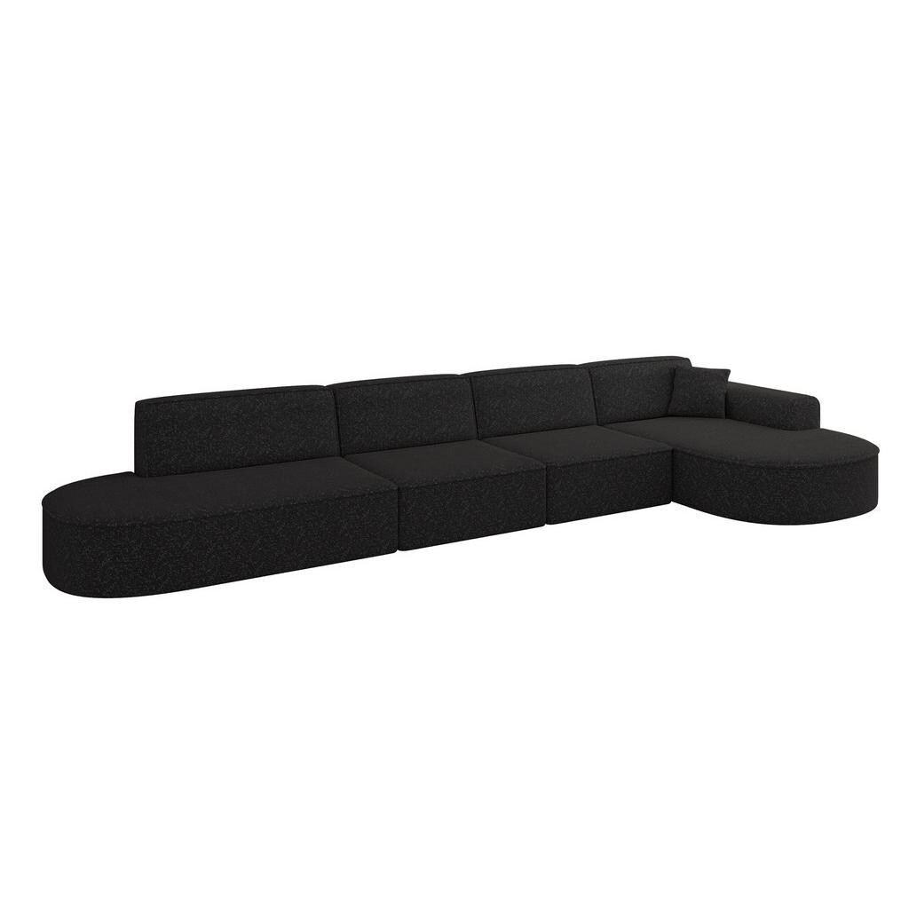 ALTDECOR ROHOVÁ SEDACÍ SOUPRAVA s otomanem vpravo MARI-L3 – 413 x 171 x 79 cm, černá látka