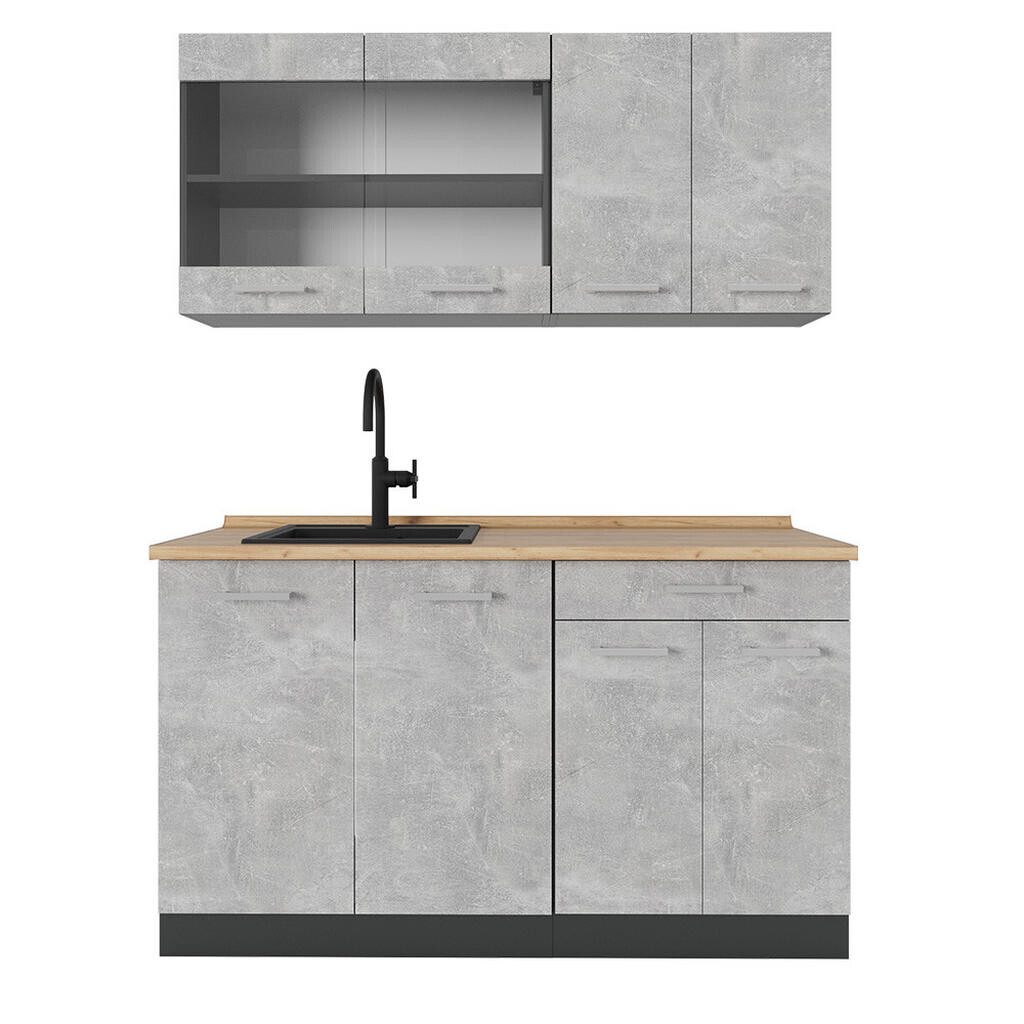 Vicco JEDNOTKOVÁ KUCHYNĚ R-Line Beton 140 cm , PD Dub