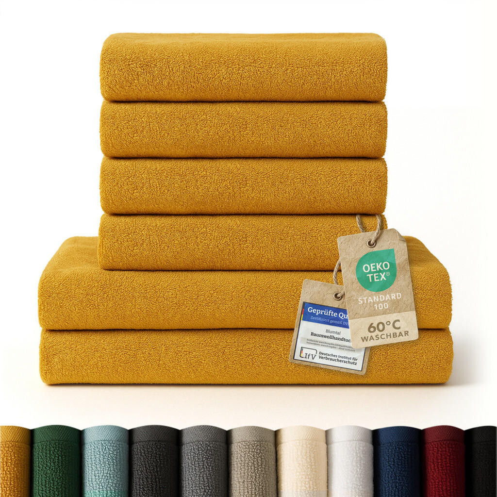 Blumtal OSUŠKA 6dílná sada, 2x osuška 70/140 + 4x ručník 50/100 cm, žlutá