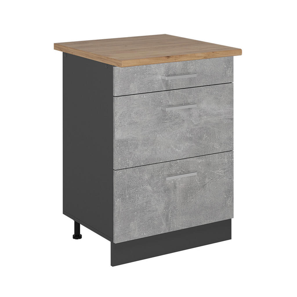 Vicco SPODNÍ SKŘÍŇKA KUCHYŇSKÉ LINKY R-Line Beton 60 cm se zásuvkami, PD Dub