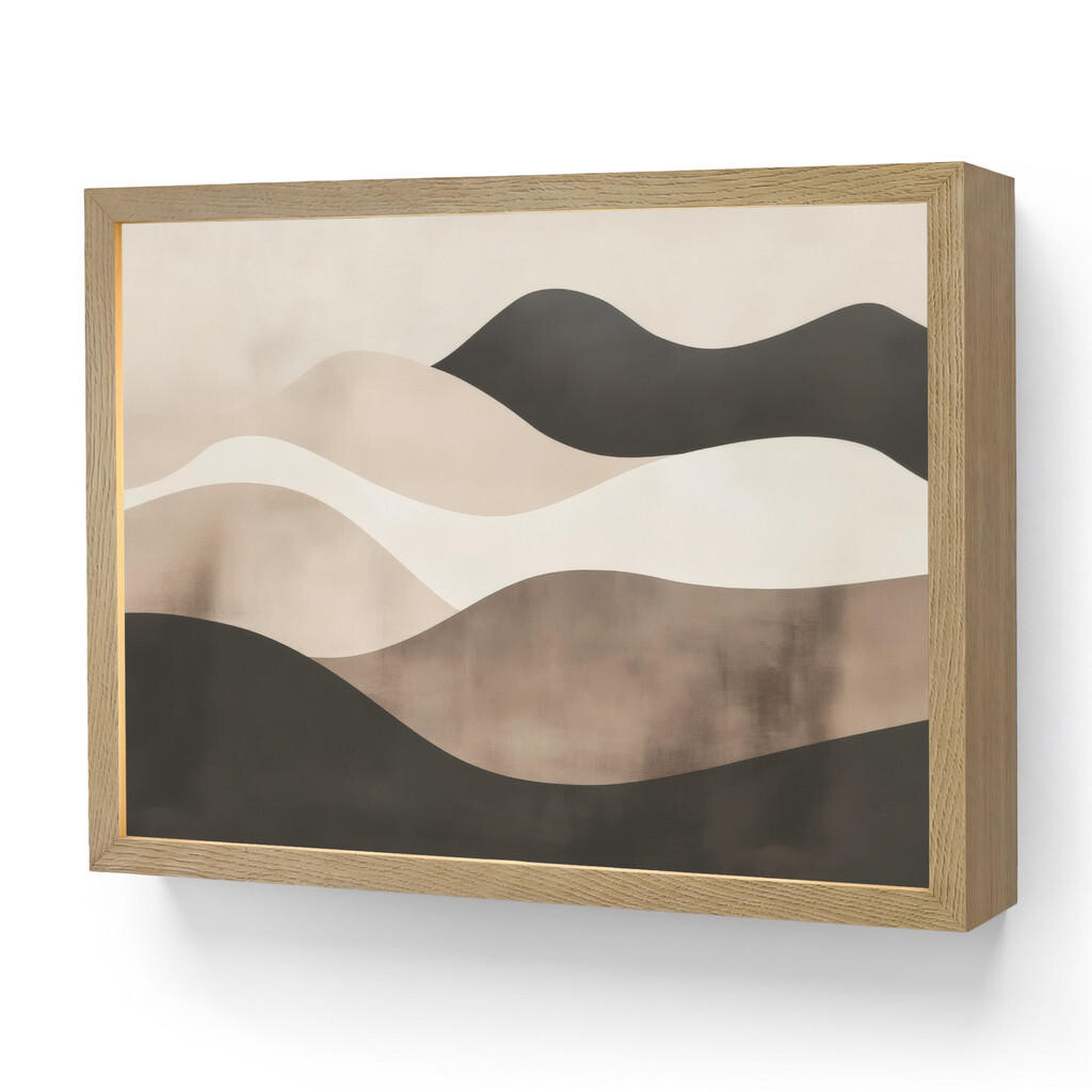 OnlyWow NÁSTĚNNÁ LAMPA S AKUMULÁTOREM Abstraktní - Krajina - Vlny - Krémová barva 40x30 cm