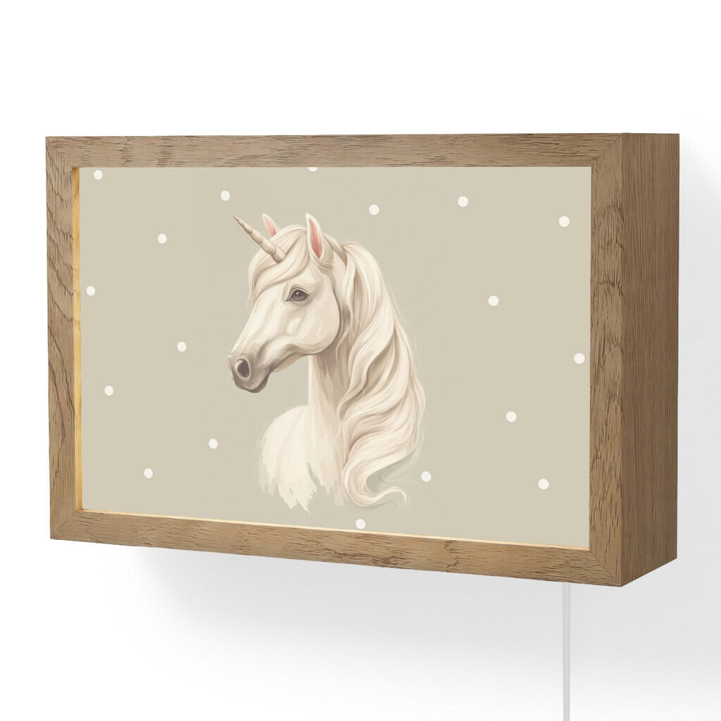 OnlyWow NÁSTĚNNÁ LAMPA Jednorožec - bílý - tečky 30x20 cm