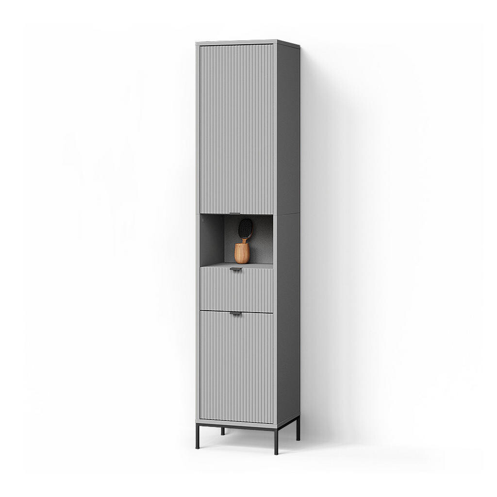 Livinity® KOUPELNOVÁ SKŘÍŇKA ATERNO Šedá 40 x 190 cm s dvířky a zásuvkou