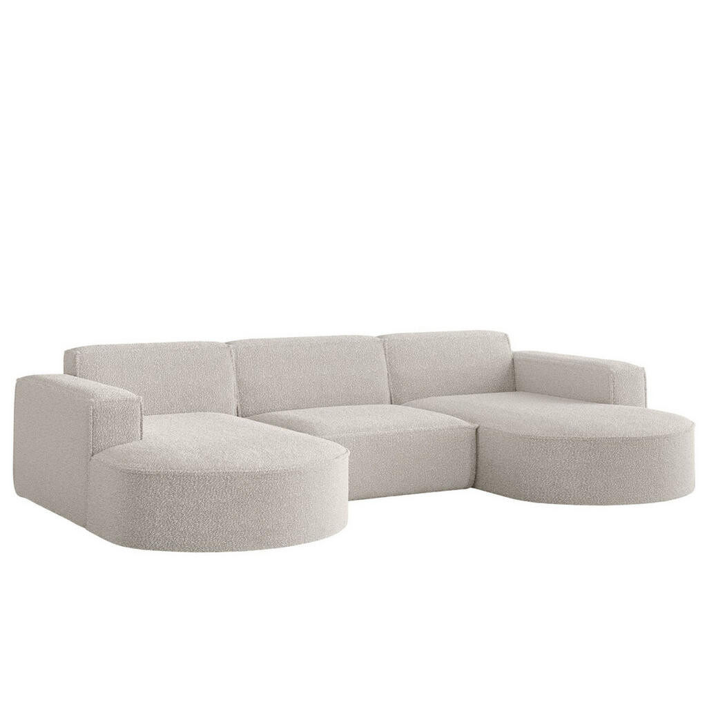 Kaiser Möbel ROHOVÁ SEDAČKA designová ve tvaru U MODENA tkanina Loop Krémová