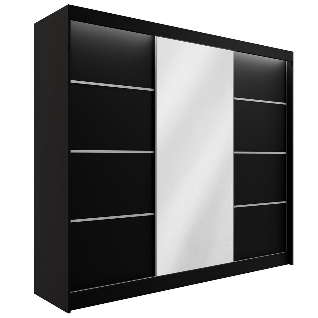 ALTDECOR ŠATNÍ SKŘÍŇ PAOKI s LED – 250 cm – černá