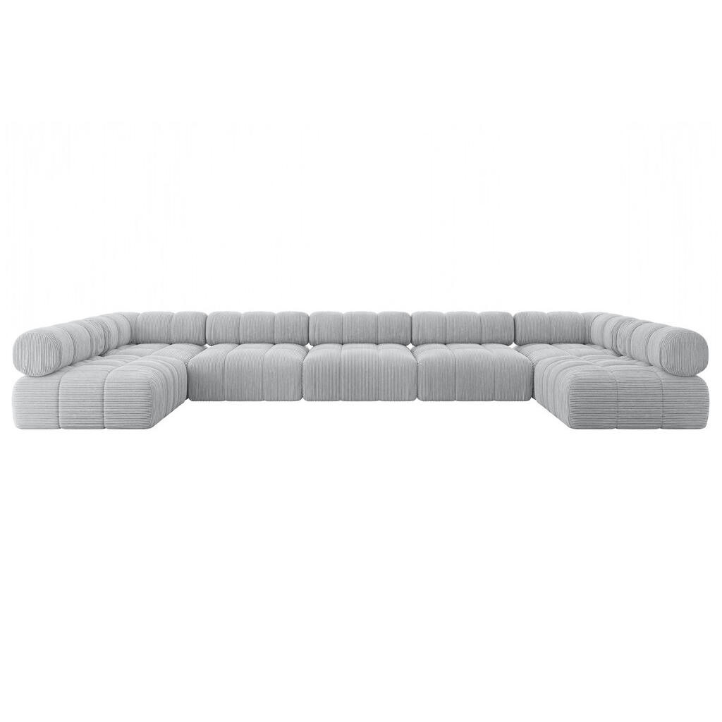 ALTDECOR SEDACÍ SOUPRAVA modulární pohovka Garvo-U3 – 475 × 190 × 70 cm šedá manšestr