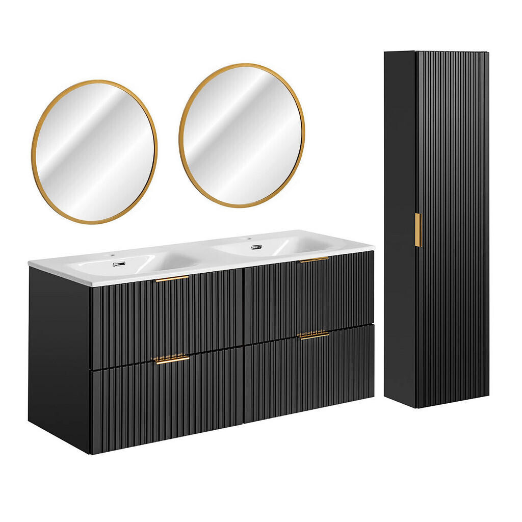 Petits-meubles KOUPELNOVÝ NÁBYTEK 120.4cm Adriel 2er-Set Matná černá