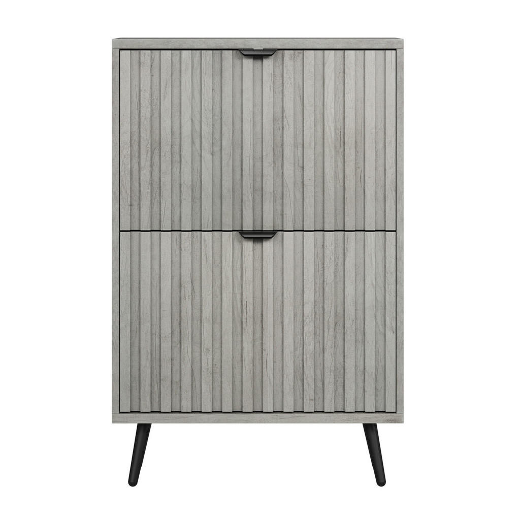OKWISH BOTNÍK 60 cm šedý z MDF a dřevotřísky s výklopnými zásuvkami a ochranou proti překlopení