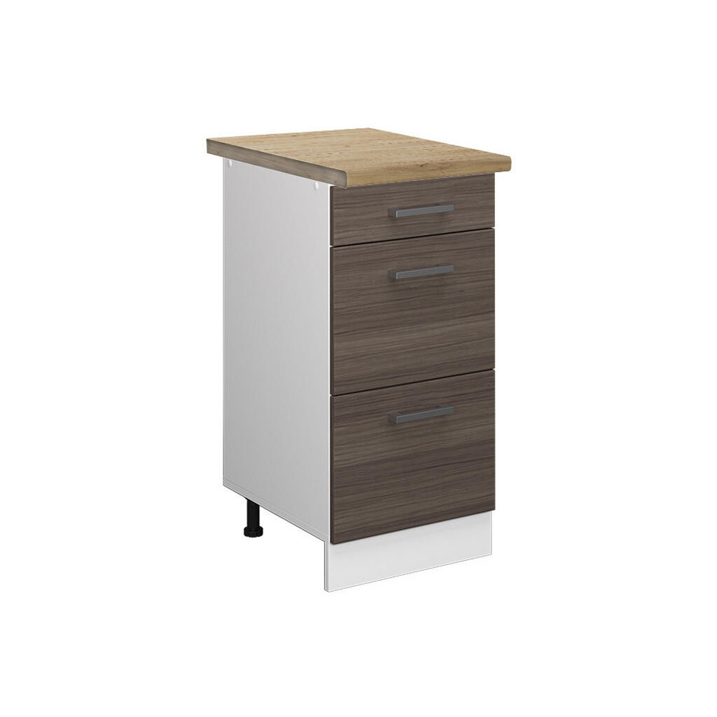Vicco SPODNÍ SKŘÍŇKA KUCHYŇSKÉ LINKY R-Line Ušlechtilá šedá 40 cm se zásuvkami, PD Dub