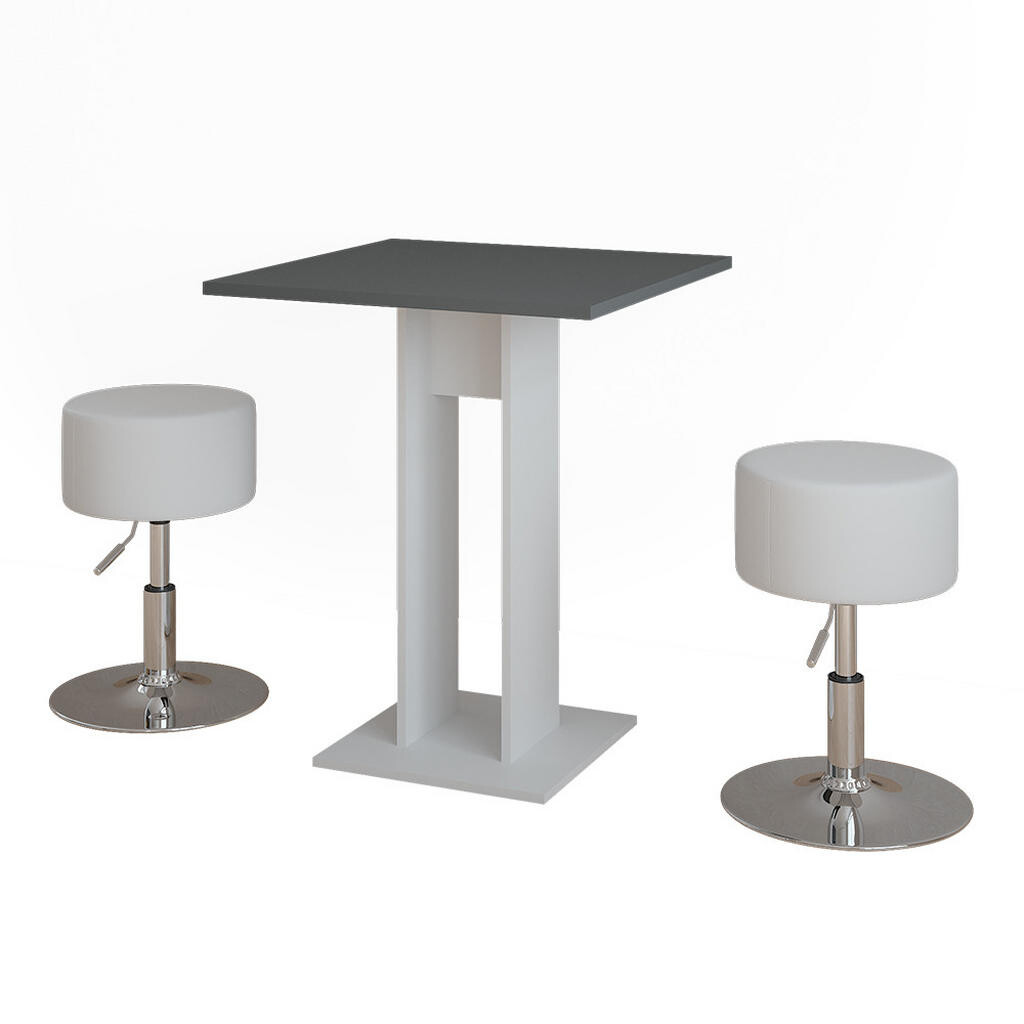 Vicco JÍDELNÍ STŮL SESTAVA Repose Bílá/antracitová 65 x 65 cm se 2 stoličkami