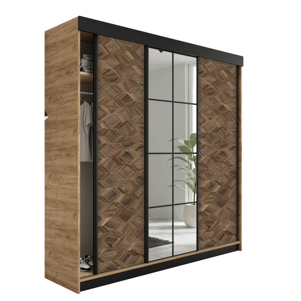 Kier Furniture POSUVNÁ ŠATNÍ SKŘÍŇ LAMARO - 200x205x59cm - Dub Craft & Art Deco