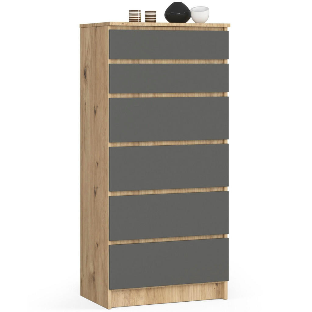 RAUMHIRSCH FURNITURE KOMODA dub Artisan, grafitově šedá 130/60/40