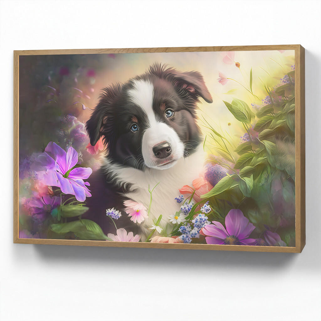 OnlyWow DOBÍJECÍ NOČNÍ LAMPIČKA Štěně - Slunce - Květiny - Příroda - Border kolie - Pes 100x70 cm