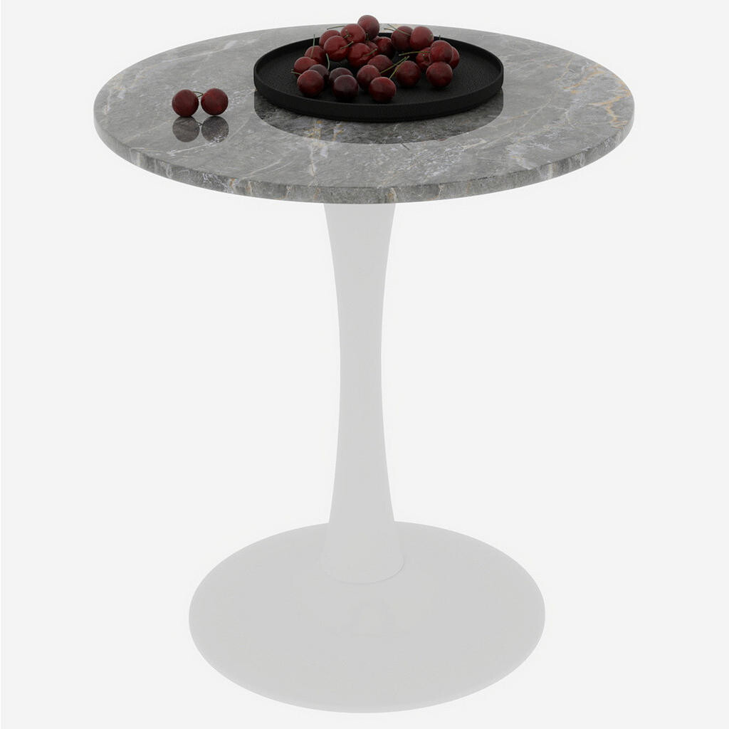 Redom KONFERENČNÍ stolek 70 cm s kulovou deskou z umělého mramoru, moderní minimalistický design a všestranné využití, Antique White/Gray