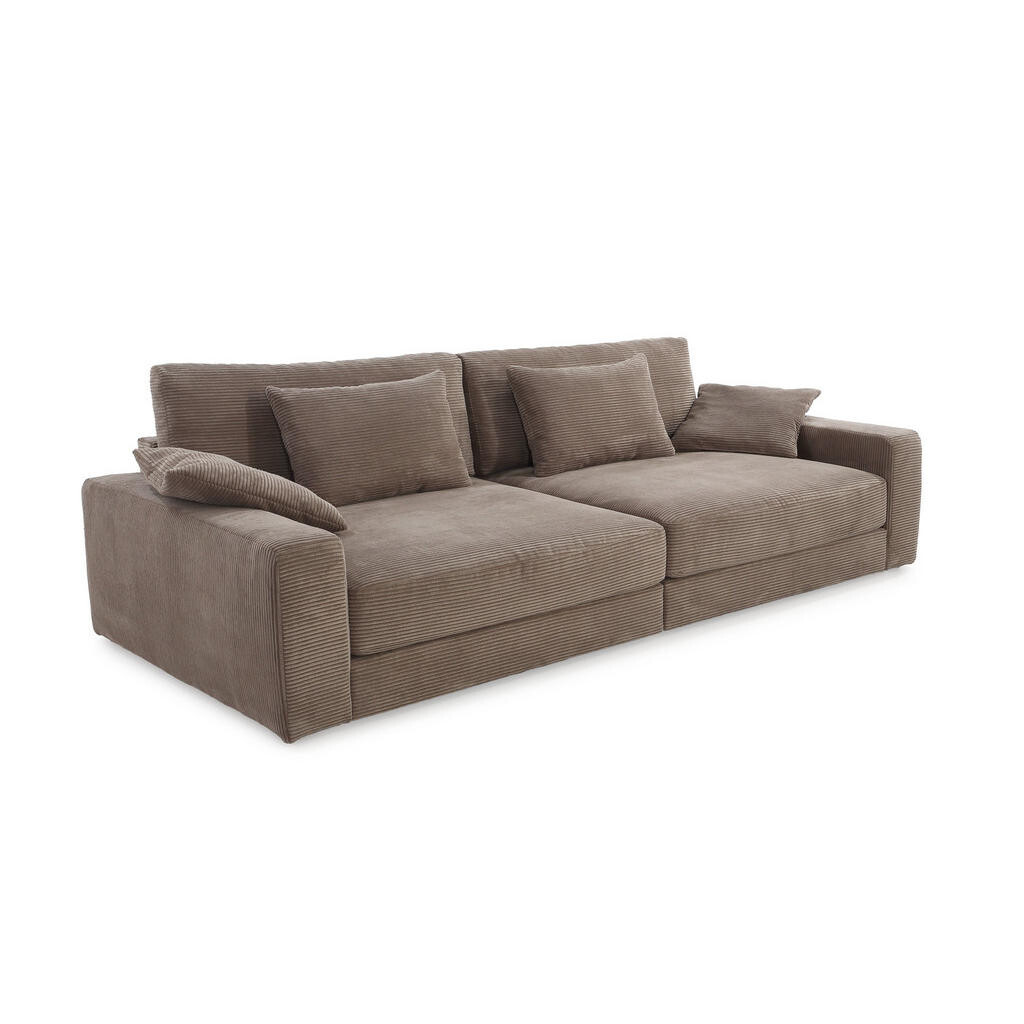 luma-home BIG-SOFA s pružinovým jádrem, Š290/H135/V90 cm, extra hluboká, ležecká plocha 122x240 cm, kordová látka hnědá taupe / 15252