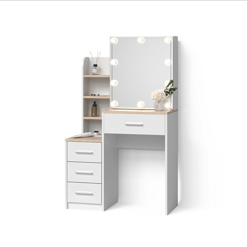 Livinity® TOALETNÍ STOLEK Loreta Bílá/Sonoma 80 cm s LED osvětlením