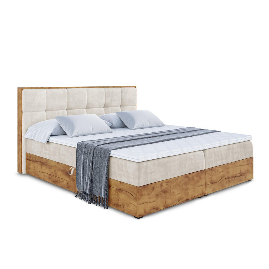 ALTDECOR AMERICKÁ postel s matrací H3 a roštem – LOLLI7 – 180x200 – béžová