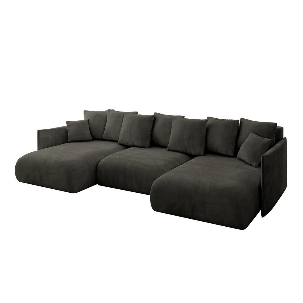 ALTDECOR SEDACÍ SOUPRAVA s funkcí lůžka a úložným prostorem pod postelí ONESK-U 317x177x72 černý velur