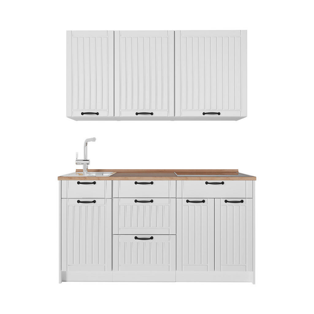 Vicco JEDNOTKOVÁ KUCHYNĚ Fame-Line, Bílý venkovský dům/Bílá, 150 cm, PD Dub