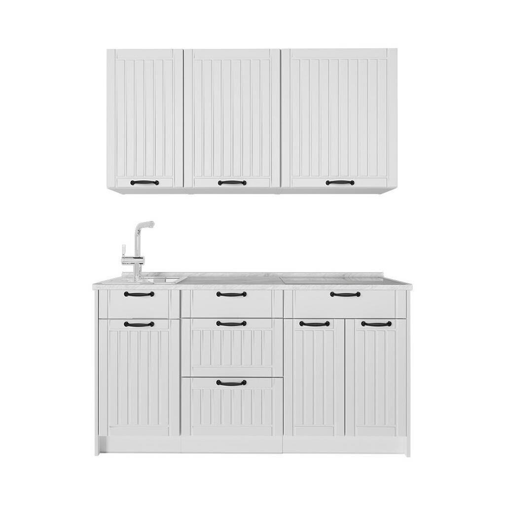 Vicco JEDNOTKOVÁ KUCHYNĚ Fame-Line, Bílý venkovský dům/Bílá, 150 cm, PD Mramor
