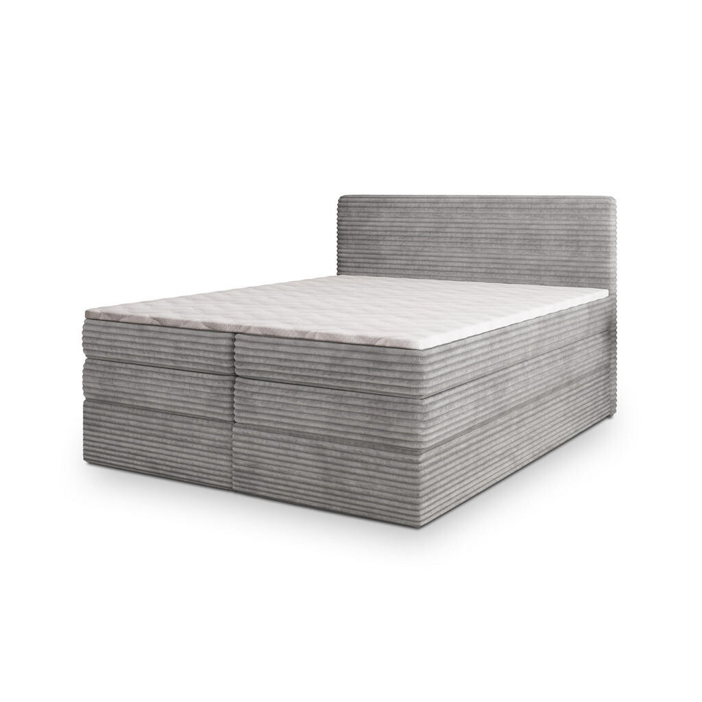 MASSENO POSTEL BOXSPRING LUNERA 180x200 cm, s matrací a úložným prostorem, světle šedá