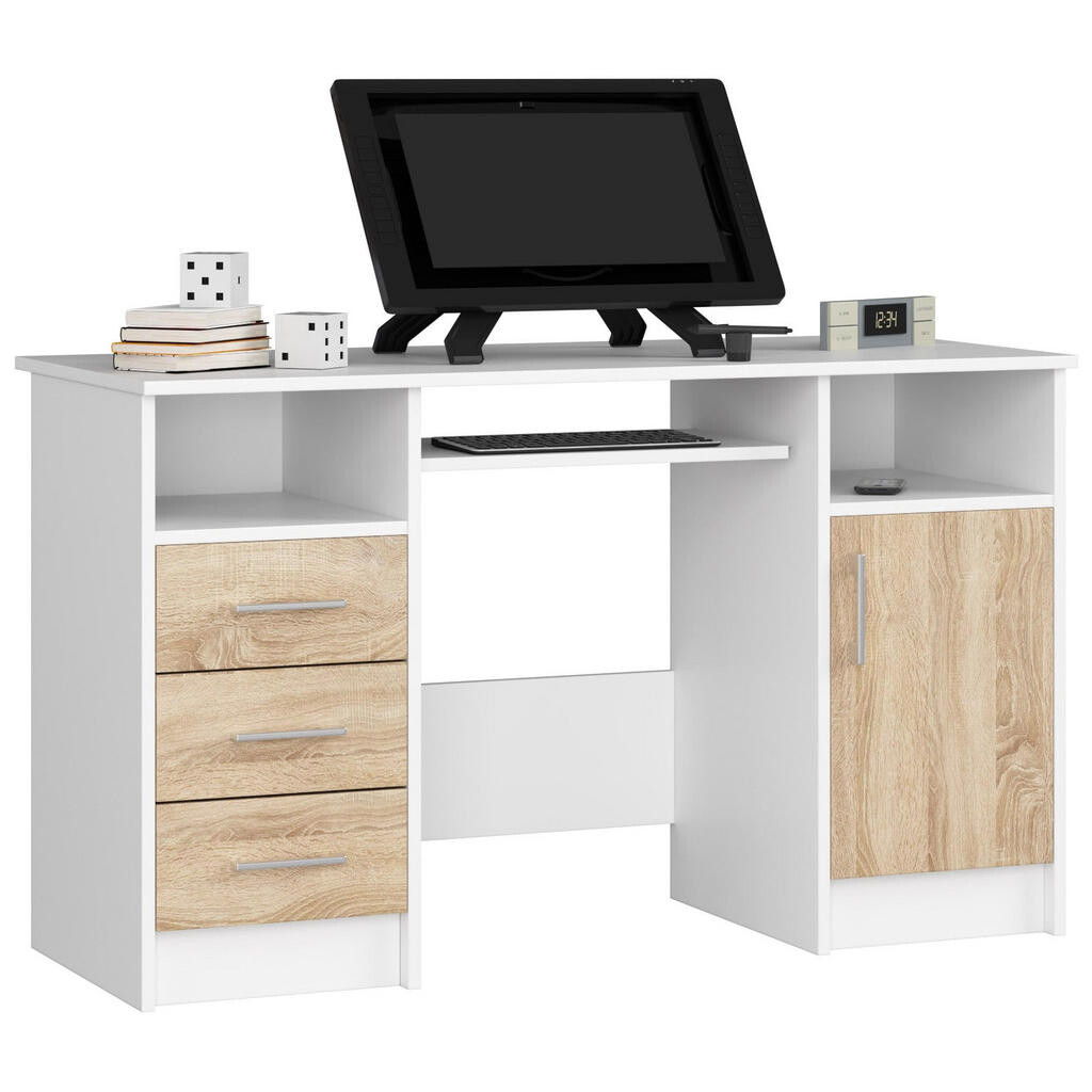 RAUMHIRSCH FURNITURE PSACÍ STŮL Bílá, dub Sonoma 74/124/52