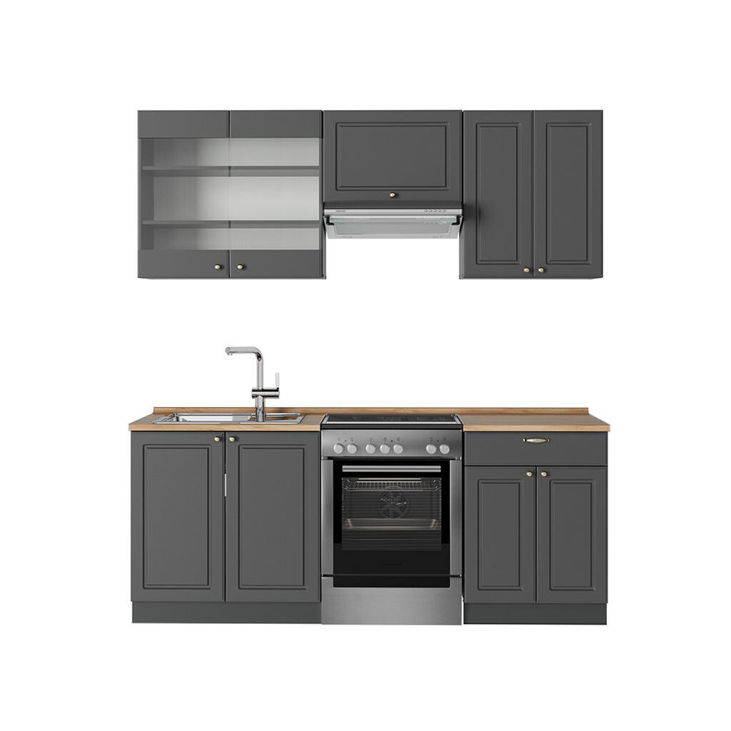 Vicco KUCHYŇSKÝ KOUT Fame-Line Anthrazit-Gold Landhaus 200 cm , PD Dub