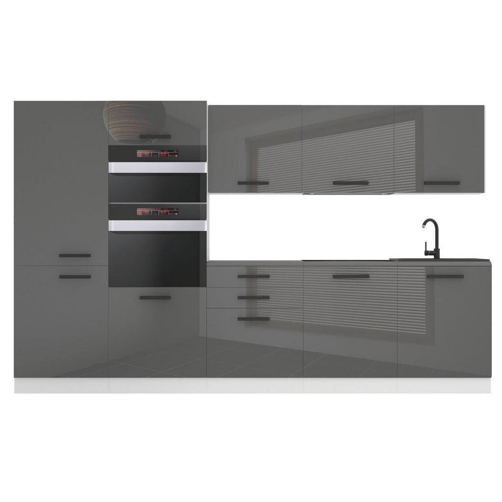 B BELINI GROUP KUCHYŇSKÁ LINKA Grace 300 cm, s pracovními deskami, Stříbrná lesklá