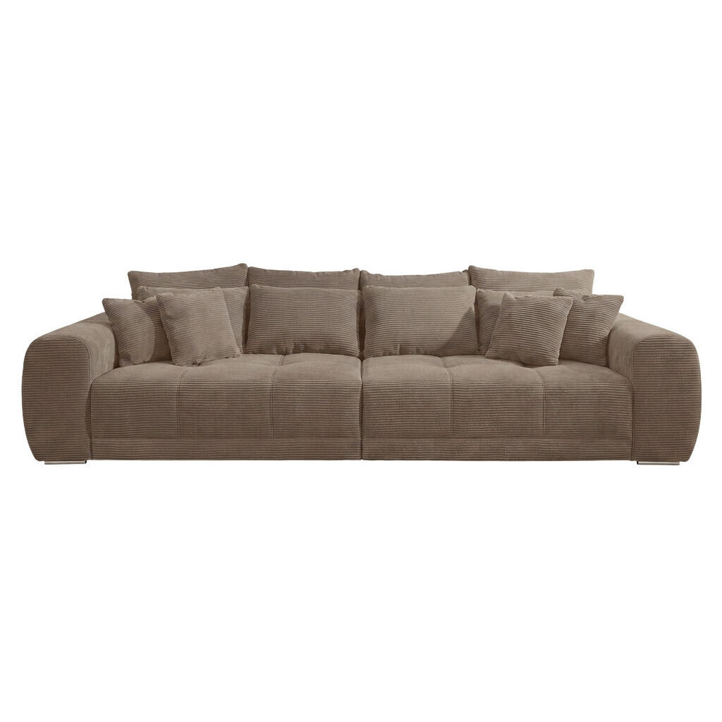 luma-home BIG-SOFA s pružinovým jádrem, Š306/H134/V86 cm, ležecká plocha 120×240 cm, manšestr hnědý taupe / 15174