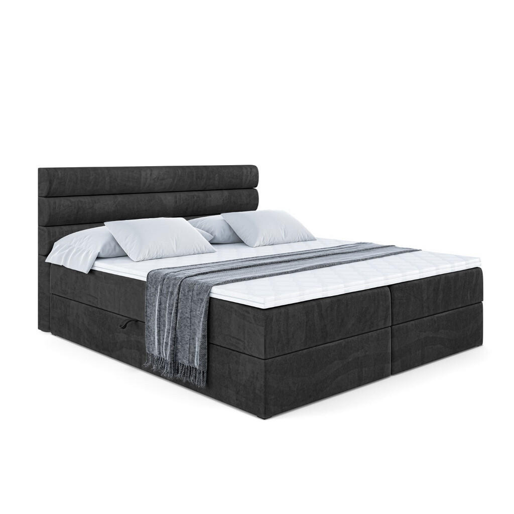 ALTDECOR AMERICKÁ postel s matrací H3 a lamelovým roštem – CELESTIA – 140 × 200 cm, černá