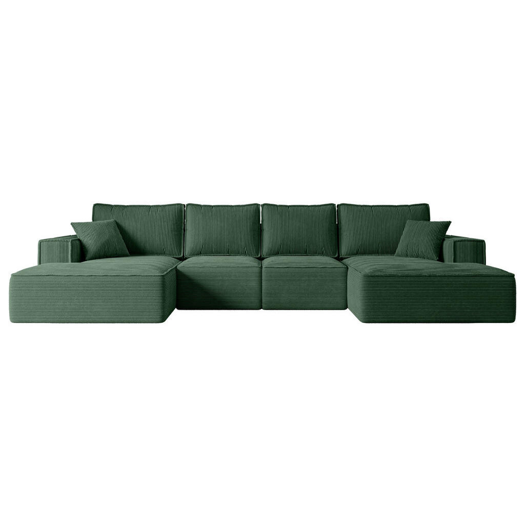 ALTDECOR SEDACÍ SOUPRAVA s funkcí lůžka a úložným prostorem SIERRA-U-S – 349 x 161 x 87 cm, zelený manšestr
