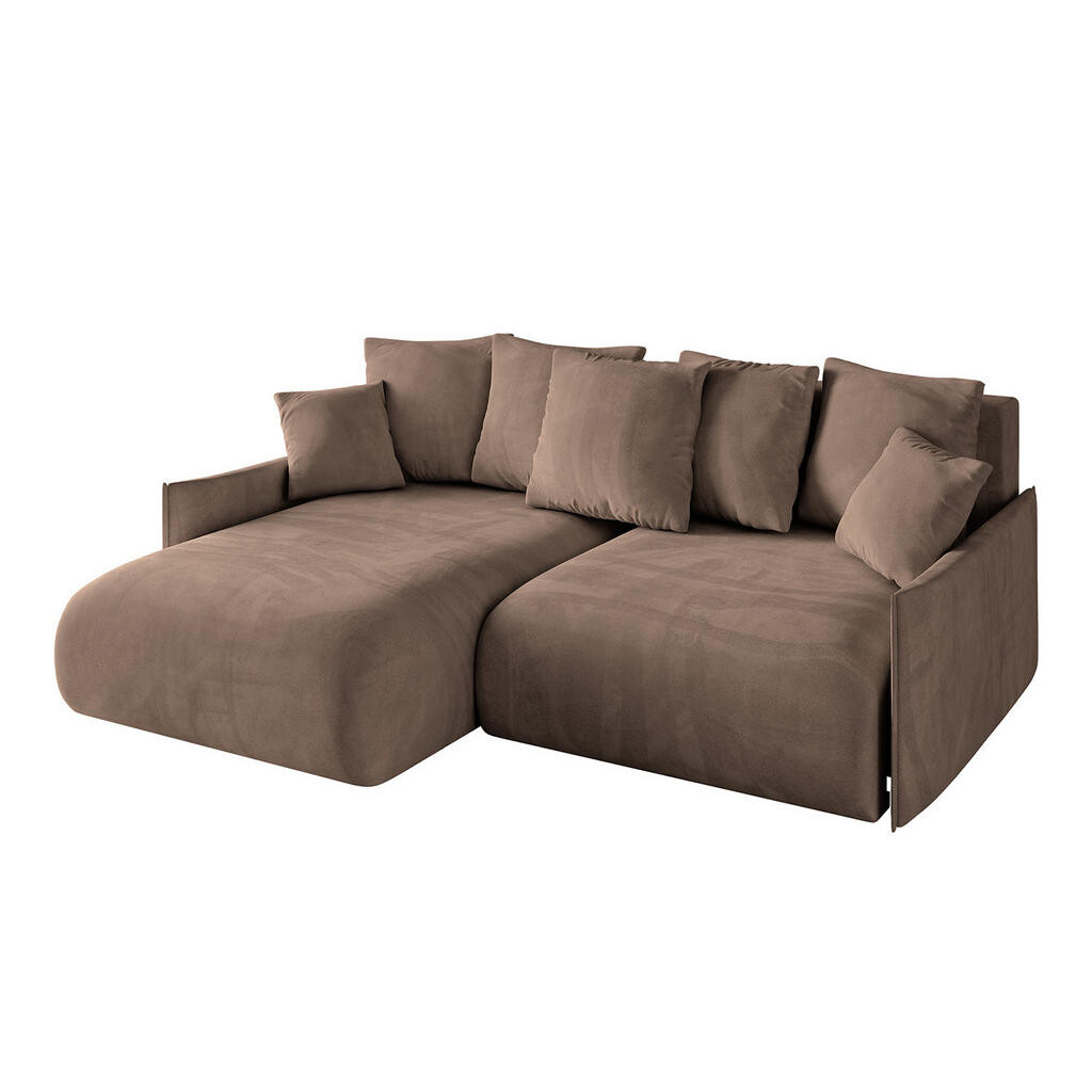 ALTDECOR ROHOVÁ SEDACÍ SOUPRAVA s otomanem vlevo ONESK-L -v1 216x177x72 hnědý velur