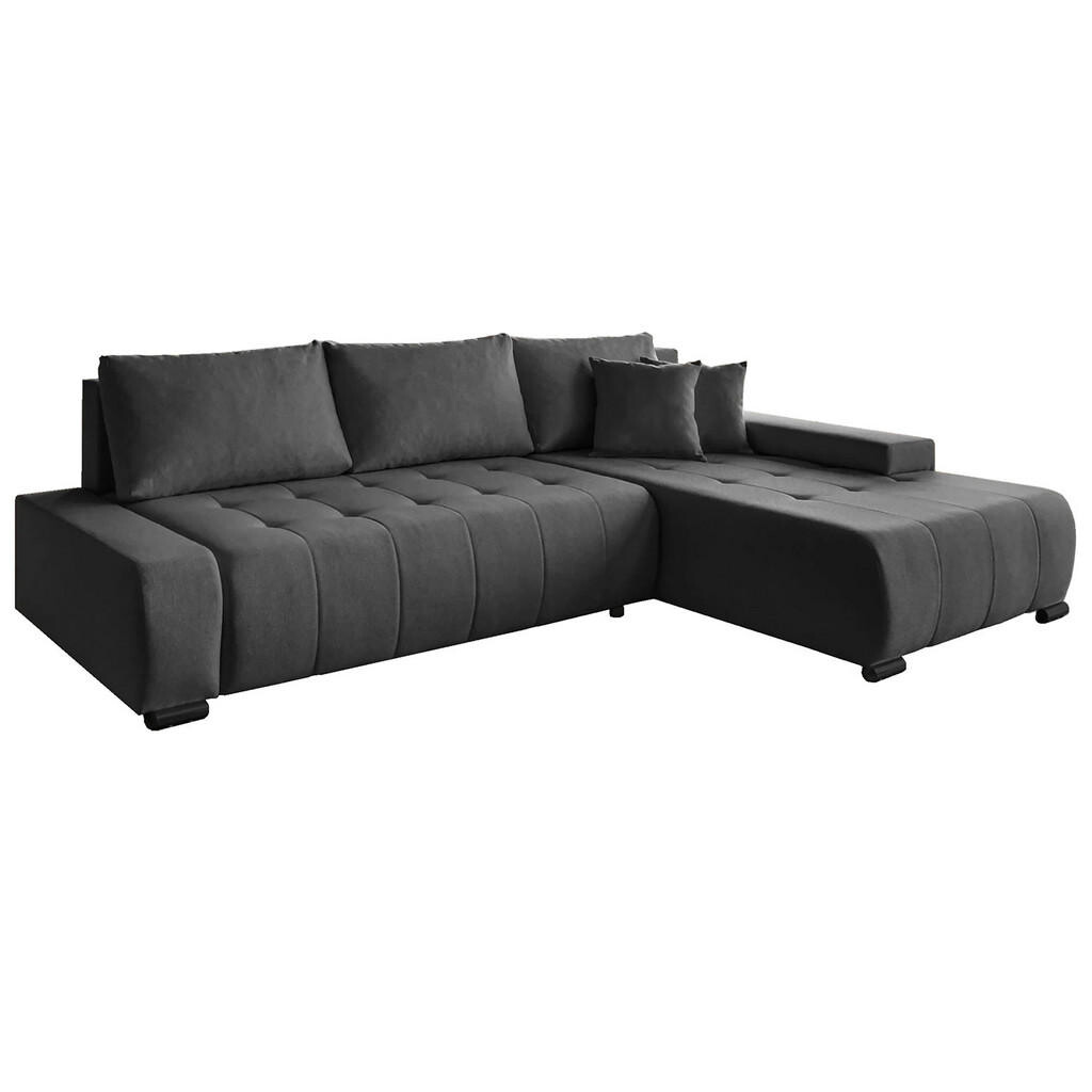 Beautysofa ROHOVÁ rozkládací pohovka Draco L grafit, pravá, tkanina pletená