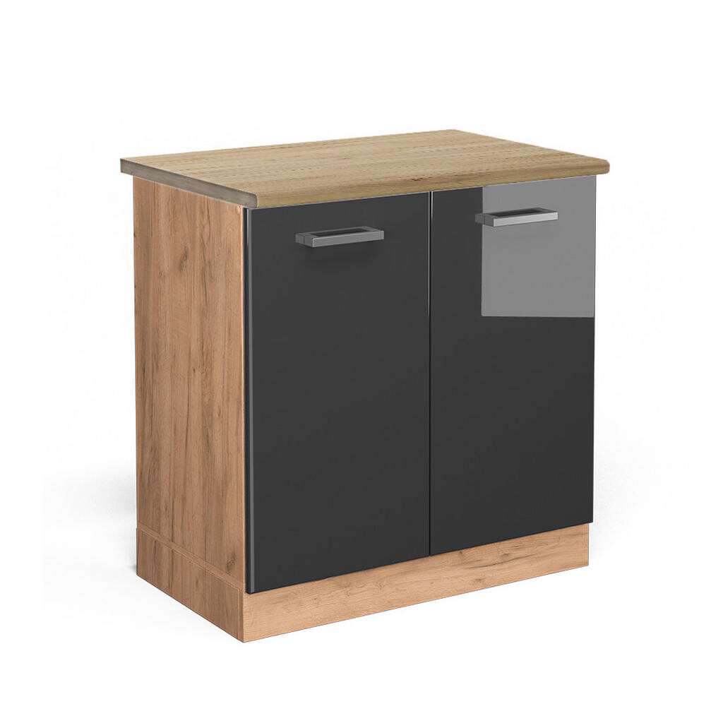 Vicco SKŘÍŇKA POD DŘEZ R-Line Antracitový vysoký lesk 80 cm , PD Dub