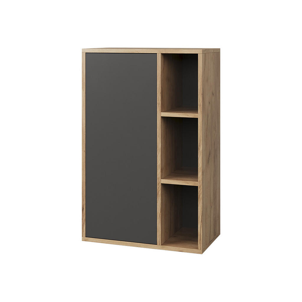 Vicco STĚNOVÁ POLICE Berno Zlatý dub power/antracit 50.1 x 78.4 cm se 2 uzavřenými přihrádkami
