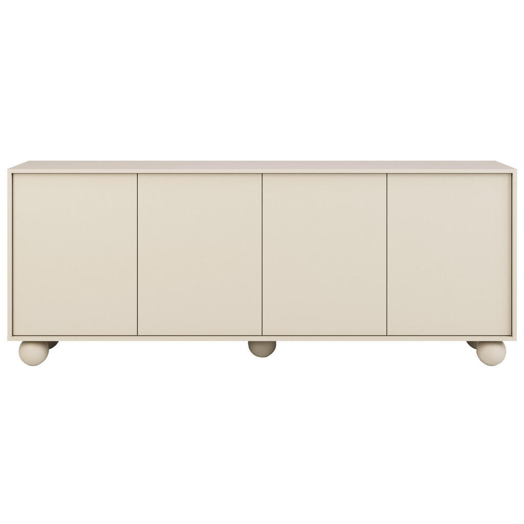 Beautysofa KOMODA Adel se 4 dvířky a kulatými nožkami, 204 cm, bezúchytková, kašmír