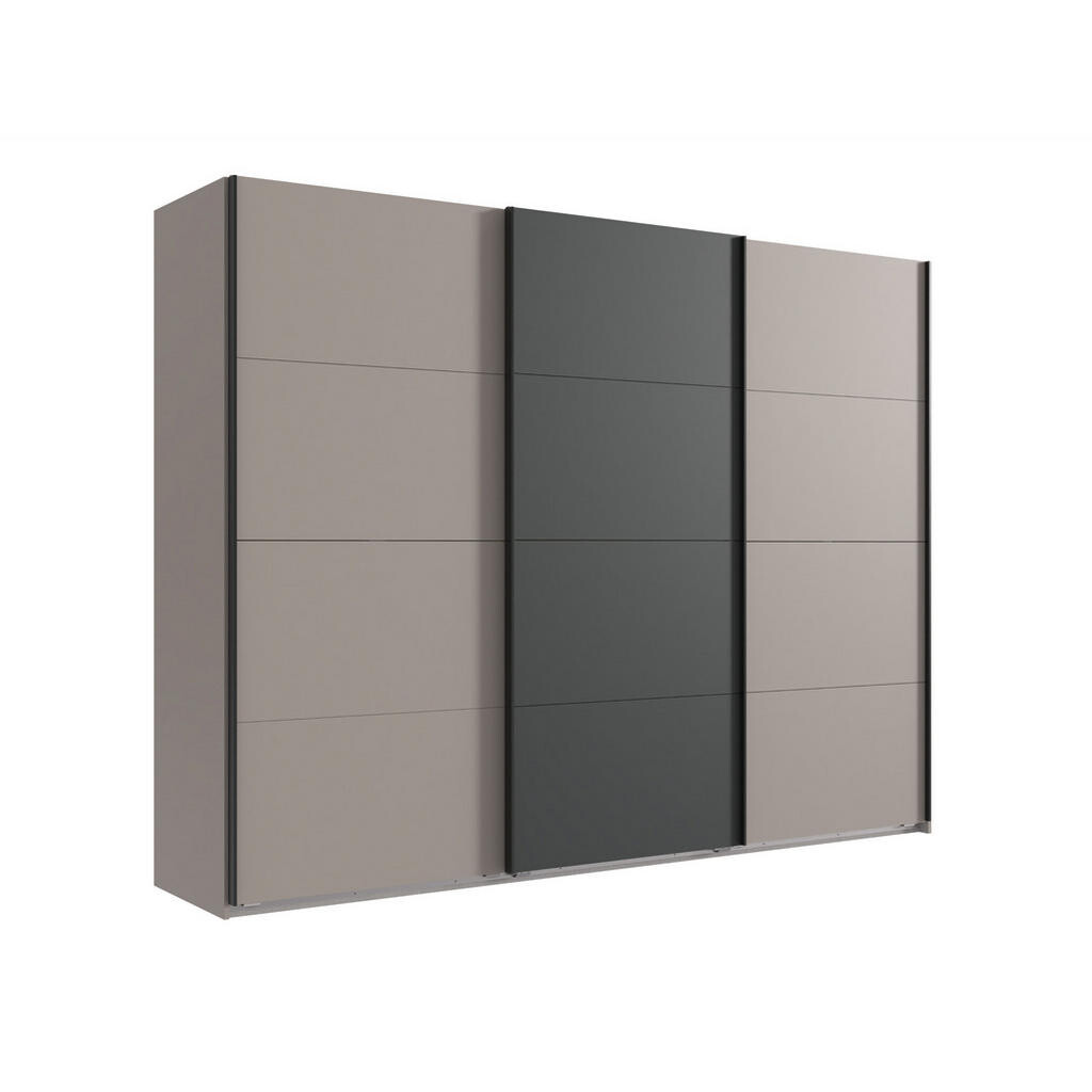 luma-home SKŘÍŇ S POSUVNÝMI DVEŘMI, 3dveřová, šířka 270 cm, výška 210 cm, hloubka 65 cm, v pískově šedé barvě s akcenty v antracitové barvě / 22008