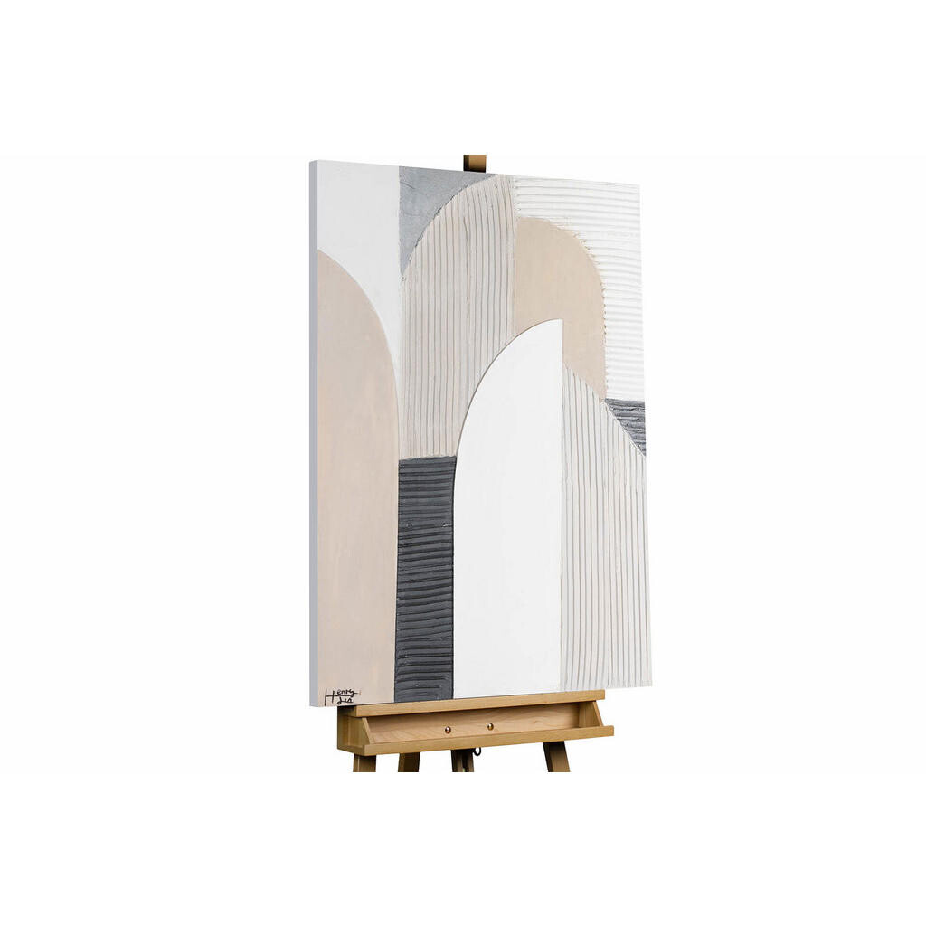 KUNSTLOFT RUČNĚ MALOVANÝ AKRYLOVÝ OBRAZ BÍLÝ/BÉŽOVÝ, 75/100 CM