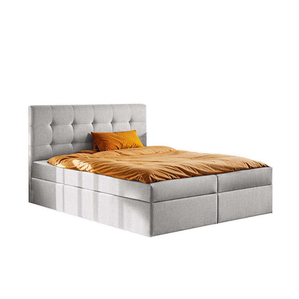 Kaiser Möbel KONTINENTÁLNÍ POSTEL s matrací a úložným prostorem LUDANO tkanina Soro Světle šedá 180x200 cm H2-Pocket