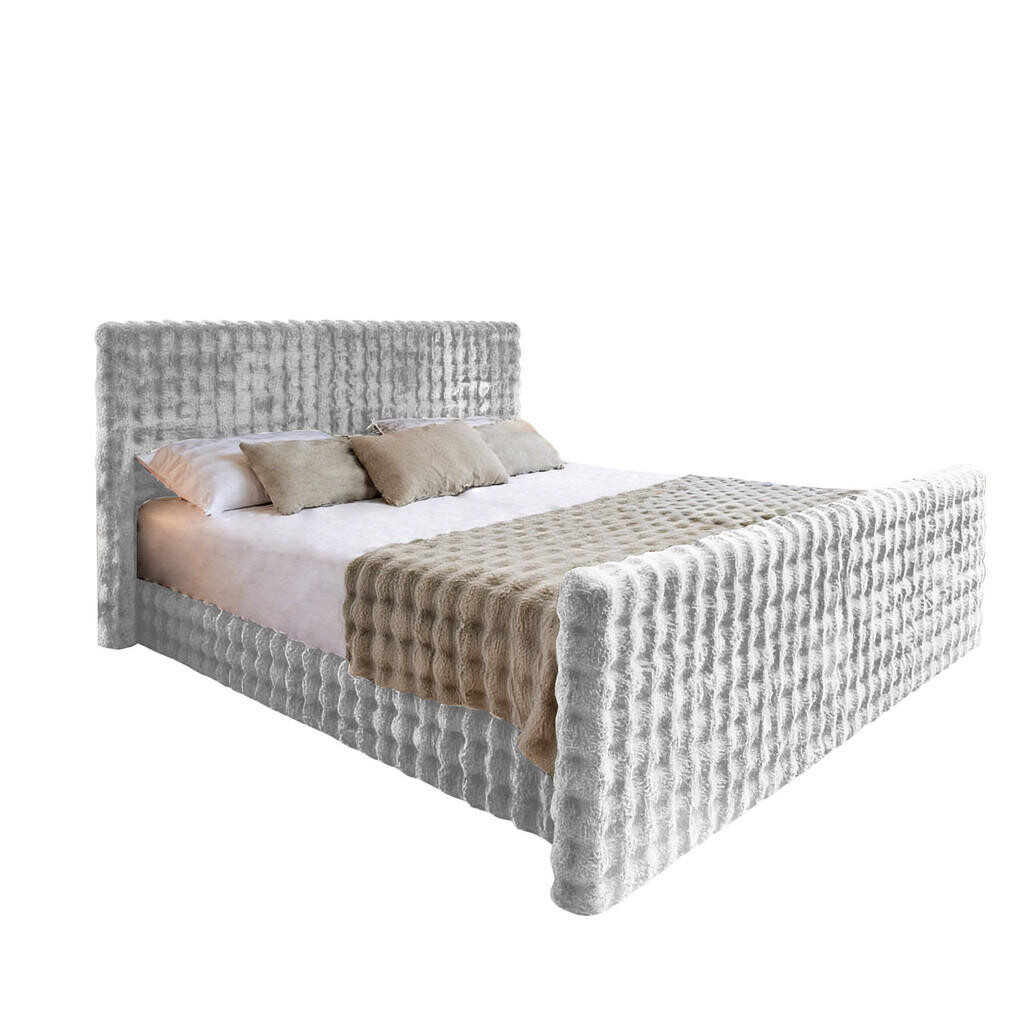Kaiser Möbel KONTINENTÁLNÍ POSTEL s úložným prostorem, matrací a topperem BLANKET tkanina Bubble 120x200 cm Světle šedá H3-Bonell