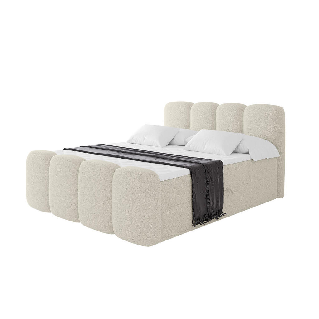 ALTDECOR AMERICKÁ postel s matrací H4 a lamelovým roštem – NINA-Z – 200 x 200 cm – béžová