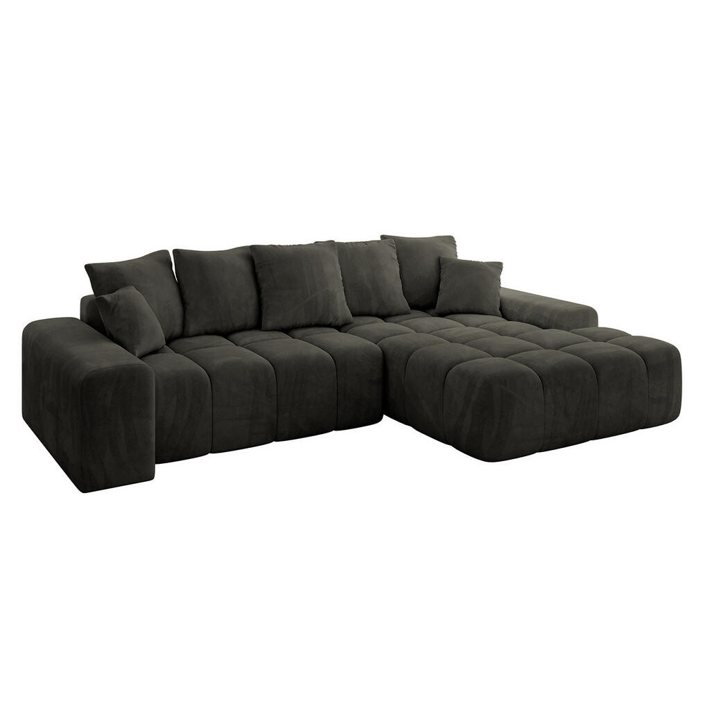 ALTDECOR ROHOVÁ SEDACÍ SOUPRAVA s otomanem vpravo ENSI-L – 267 × 164 × 69 cm, černá