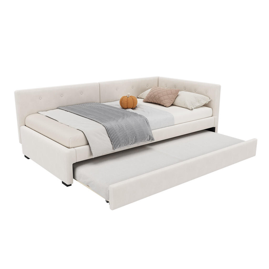 FLIEKS DENNÍ POSTEL 90x200cm Výsuvné lůžko Minimalistická Béžová