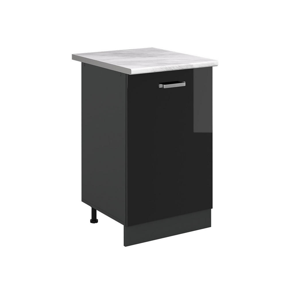 Vicco SPODNÍ SKŘÍŇKA KUCHYŇSKÉ LINKY R-Line, Černý vysoký lesk/Antracit, 50 cm pracovná doska Mramor