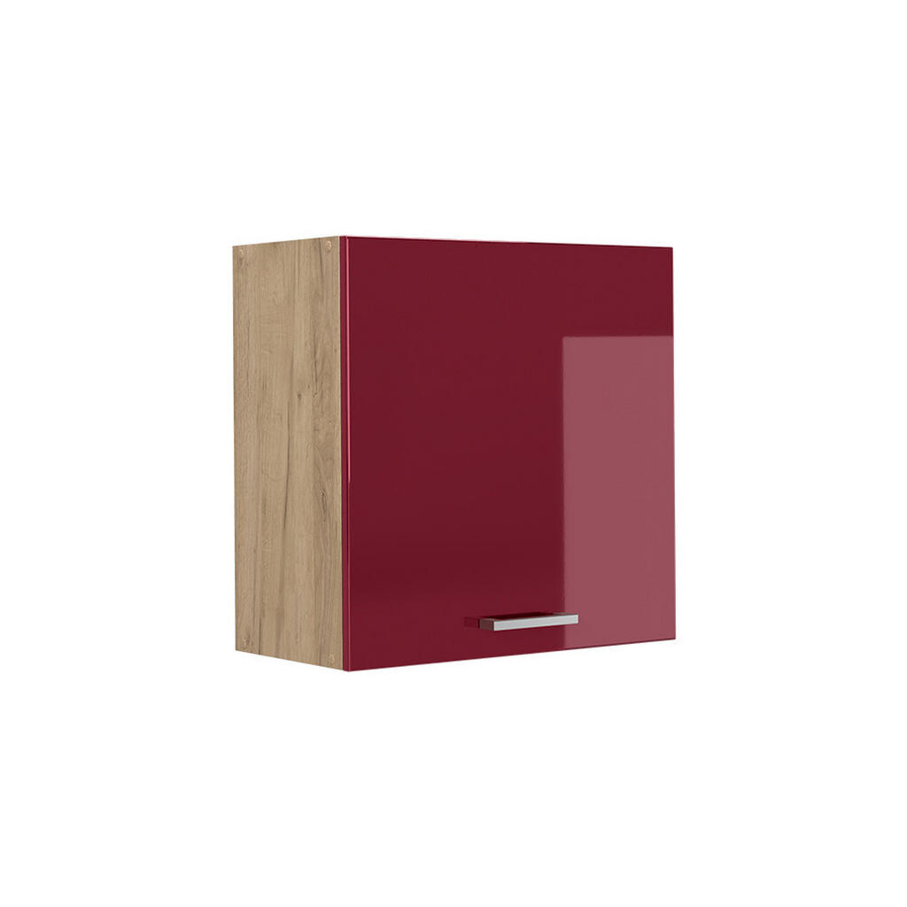 Vicco VĚŠÁK NA STĚNU R-Line, Červená vysoký lesk/Zlatý mocný dub, 60 cm s 1 dvířky