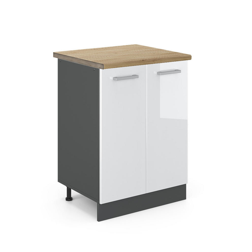 Vicco SPODNÍ SKŘÍŇKA KUCHYŇSKÉ LINKY R-Line Bílá vysoký lesk 60 cm , PD Dub